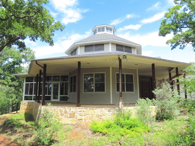 10080 Arvin Hill Rd, Aubrey, TX 76227 - rear view of property with a sunroom and roof with shingles