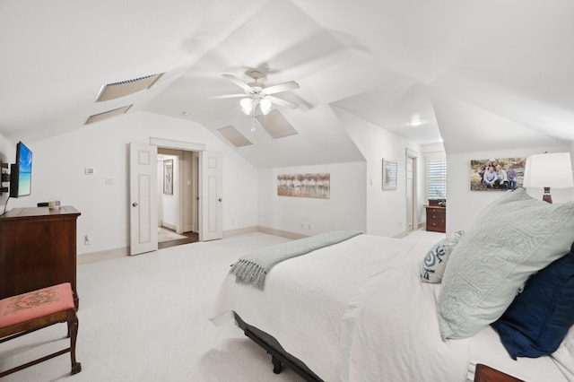 3728 Stanford Ave, University Park, TX 75225 - carpeted bedroom with vaulted ceiling, a ceiling fan, and baseboards