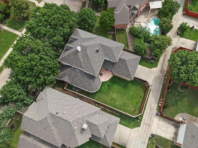 3704 Southport Dr, Plano, TX 75025 - view from above of property featuring a pool area