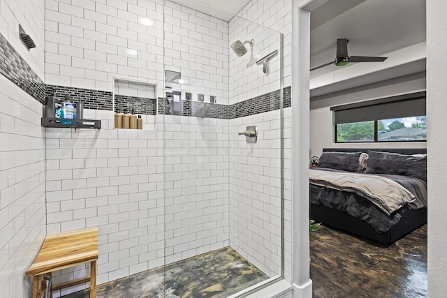 2512 Bennett Ave, Sherman, TX 75090 - full bathroom with ensuite bathroom, a shower stall, and ceiling fan