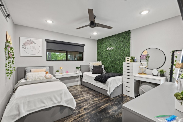 2512 Bennett Ave, Sherman, TX 75090 - bedroom with recessed lighting, dark wood-type flooring, and a ceiling fan