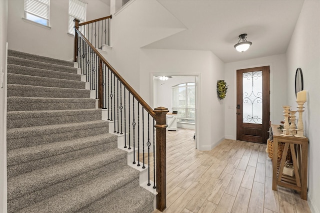 2643 Perdenales Dr, Royse City, TX 75189 - foyer entrance with stairs, light wood-style floors, and baseboards