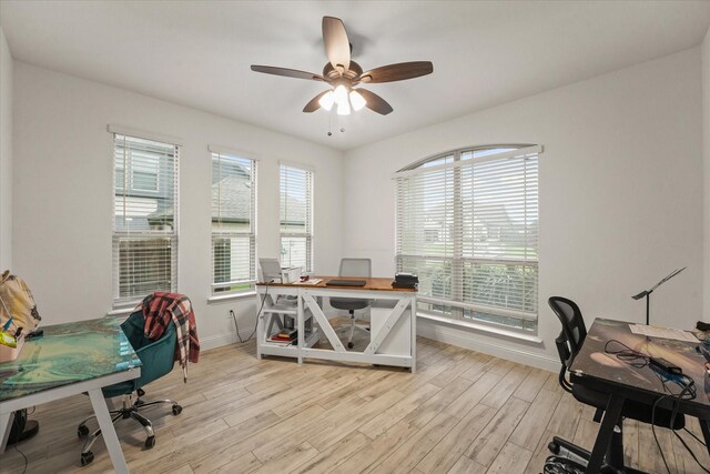 2643 Perdenales Dr, Royse City, TX 75189 - office space featuring light wood-style floors, baseboards, and ceiling fan