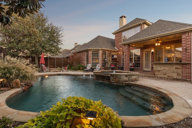 850 Long Valley Ct, Prosper, TX 75078 - view of pool featuring a patio, fence, and a pool with connected hot tub