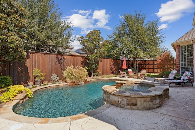 850 Long Valley Ct, Prosper, TX 75078 - view of pool with a patio area, a fenced backyard, and a pool with connected hot tub