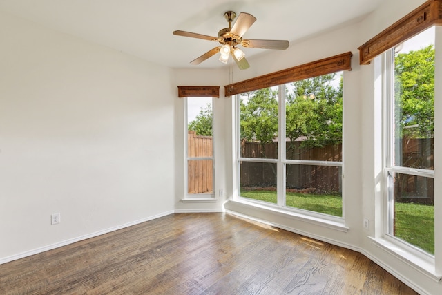 10008 Preston Vineyard Dr, Frisco, TX 75035 - unfurnished room featuring plenty of natural light, wood finished floors, a ceiling fan, and baseboards