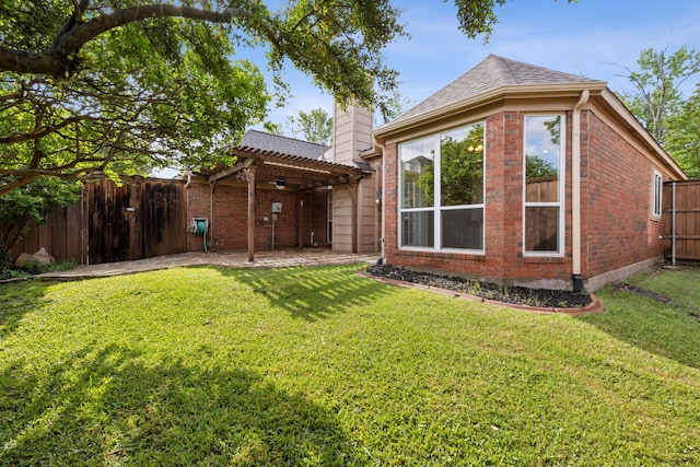 10008 Preston Vineyard Dr, Frisco, TX 75035 - rear view of house with brick siding, a pergola, a patio, and roof with shingles