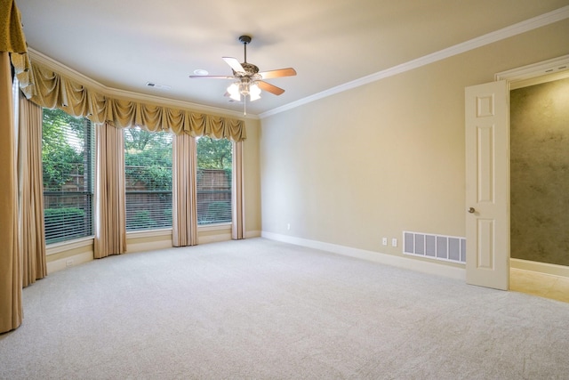 1727 Lantana Ln, Frisco, TX 75033 - carpeted spare room featuring ornamental molding, a ceiling fan, and baseboards