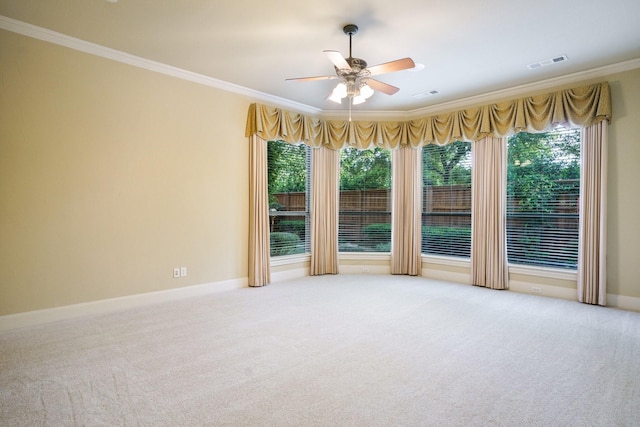 1727 Lantana Ln, Frisco, TX 75033 - carpeted empty room featuring ornamental molding, a ceiling fan, healthy amount of natural light, and baseboards