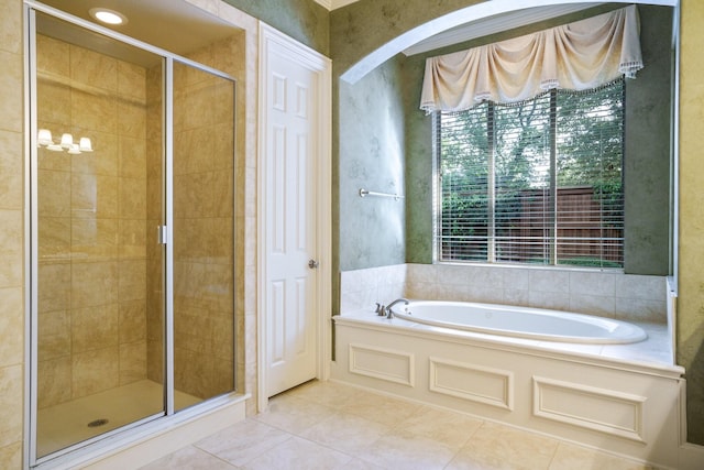 1727 Lantana Ln, Frisco, TX 75033 - full bathroom with a stall shower, a garden tub, and tile patterned floors