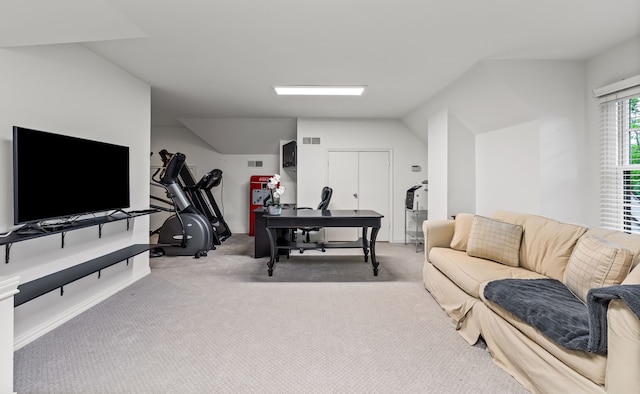 3428 Stanford Ave, University Park, TX 75225 - exercise room with carpet, vaulted ceiling, and baseboards