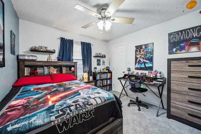 4204 Twilight Dr S, Benbrook, TX 76116 - carpeted bedroom with a textured ceiling and ceiling fan