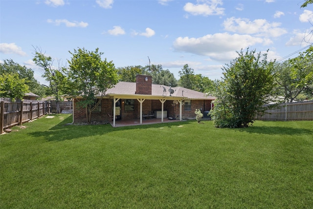 4204 Twilight Dr S, Benbrook, TX 76116 - rear view of house featuring a chimney, a patio area, and brick siding