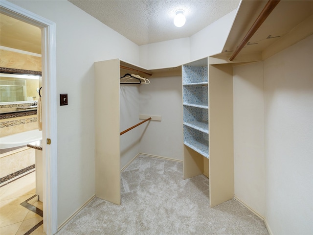 walk in closet featuring carpet