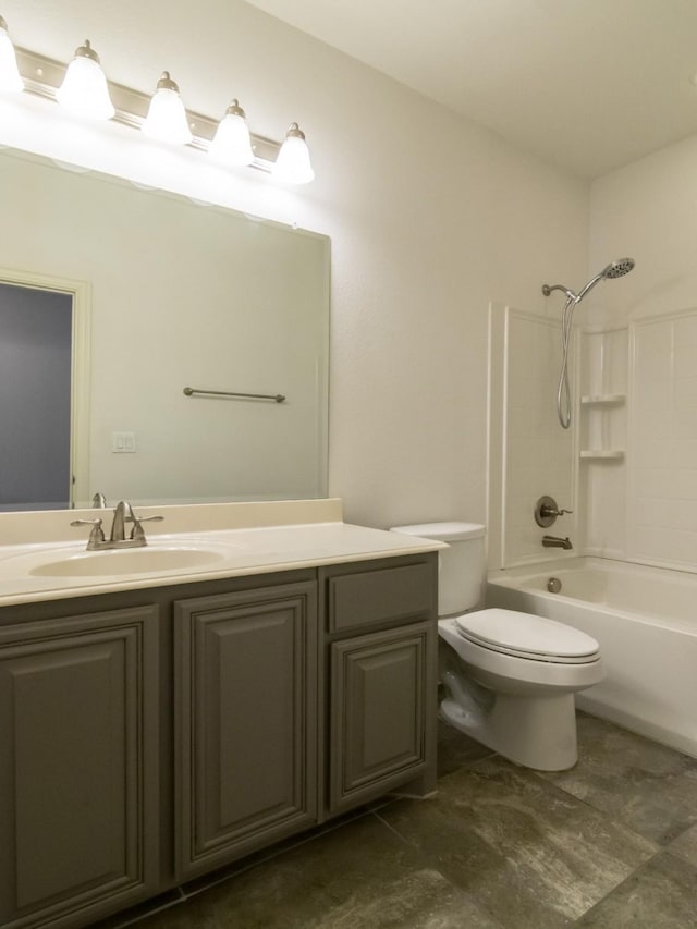 928 Freesia Dr, Little Elm, TX 75068 - bathroom featuring vanity, toilet, shower / bathtub combination, and tile patterned flooring