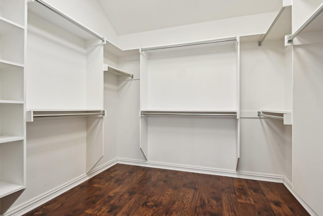 walk in closet with wood finished floors