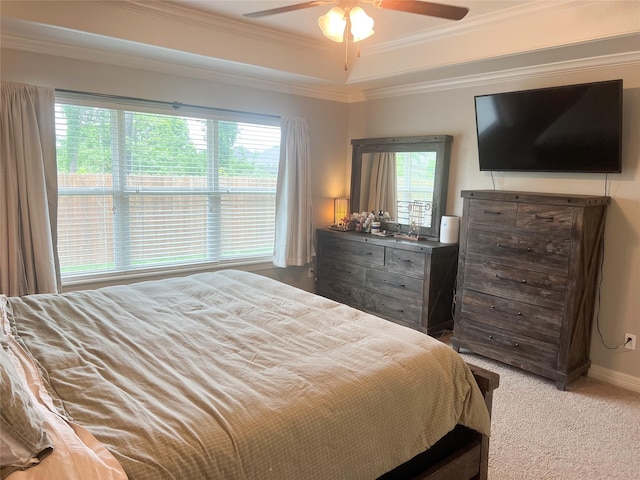 9812 Shadybrooke Dr, Shreveport, LA 71115 - bedroom featuring crown molding, light carpet, and a ceiling fan