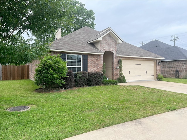 9812 Shadybrooke Dr, Shreveport, LA 71115 - view of front of home featuring brick siding, driveway, a garage, a chimney, and a shingled roof