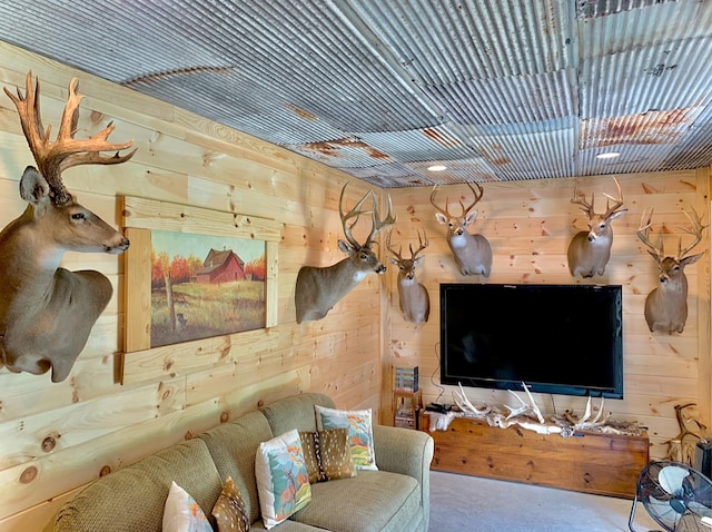 6861 County Road 4710, Larue, TX 75770 - living area featuring wood walls and finished concrete flooring