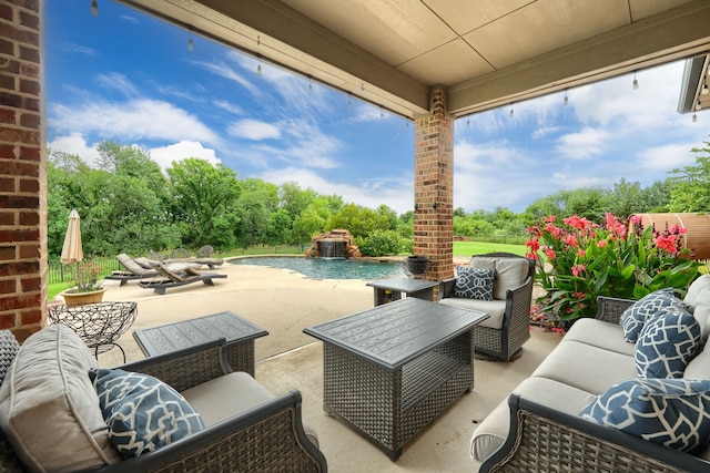 103 Fireside Ct, Mclendon Chisholm, TX 75032 - view of patio with an outdoor living space and an outdoor pool