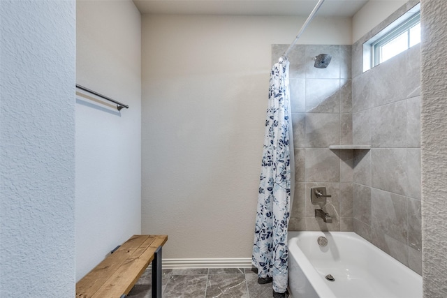 1332 Needle Cactus Dr, Fort Worth, TX 76177 - bathroom featuring shower / bath combo with shower curtain and baseboards