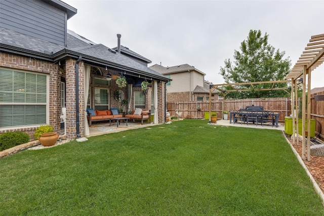 1332 Needle Cactus Dr, Fort Worth, TX 76177 - view of yard featuring outdoor lounge area, a patio area, and a pergola