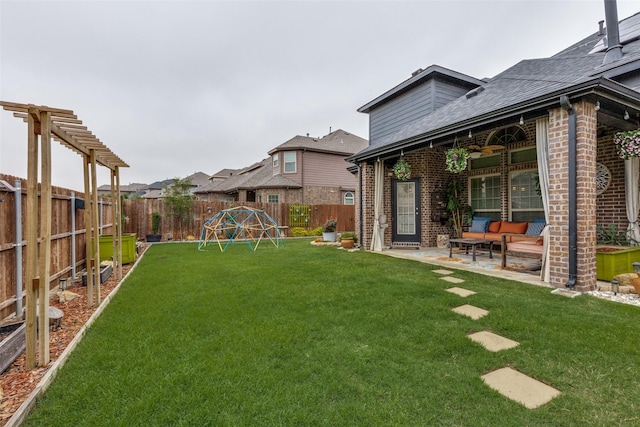 1332 Needle Cactus Dr, Fort Worth, TX 76177 - view of yard featuring a patio, outdoor lounge area, and a playground