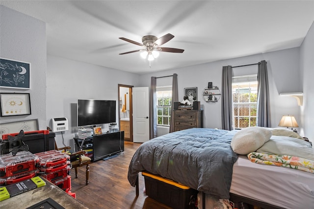 741 N Robinson St, Cleburne, TX 76031 - bedroom with wood finished floors and ceiling fan
