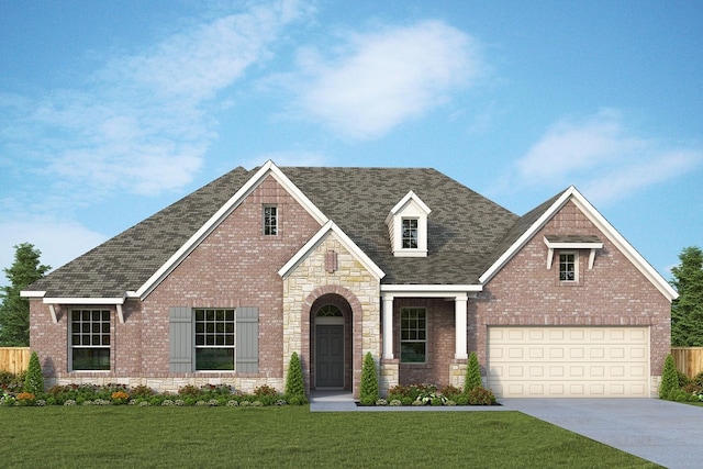 601 Derby Dr, Mansfield, TX 76063 - view of front facade with driveway, brick siding, stone siding, and roof with shingles