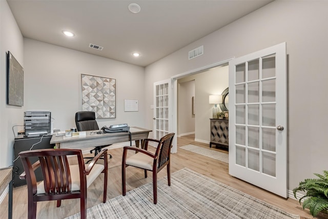 126 Range Ln, Decatur, TX 76234 - home office with light wood finished floors, french doors, recessed lighting, and baseboards