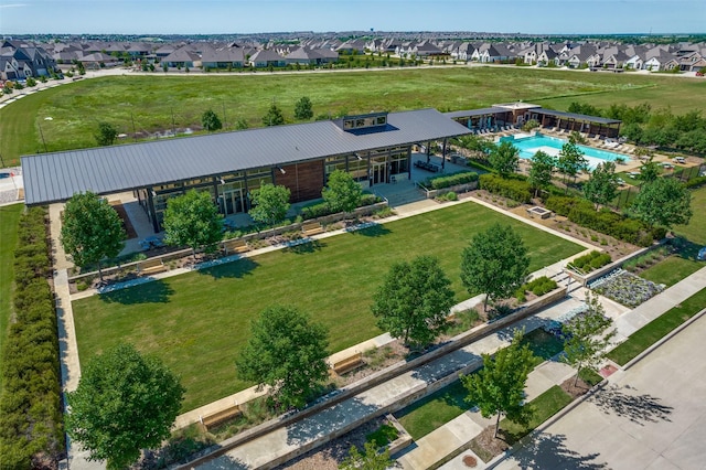 7412 Foxgrass Pl, Fort Worth, TX 76123 - aerial perspective of suburban area featuring a pool area