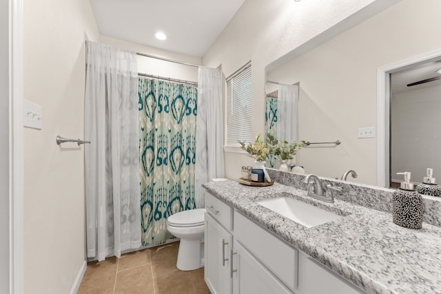 1504 Yale St, River Oaks, TX 76114 - bathroom with vanity, tile patterned flooring, and a shower with shower curtain