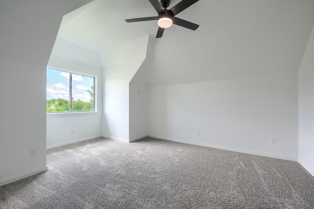 12809 Day Break Trl, Burleson, TX 76028 - additional living space with carpet flooring, lofted ceiling, ceiling fan, and baseboards