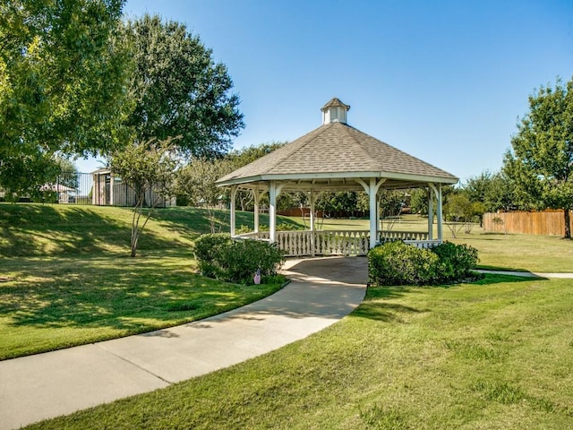 view of community with a gazebo