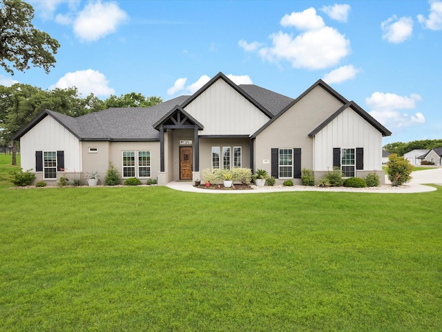 650 Winkler Way, Springtown, TX 76082 - modern farmhouse featuring board and batten siding, a front lawn, and a shingled roof