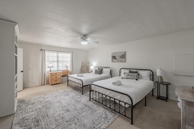 3048 Golfing Green Dr, Farmers Branch, TX 75234 - bedroom with light carpet, baseboards, and ceiling fan