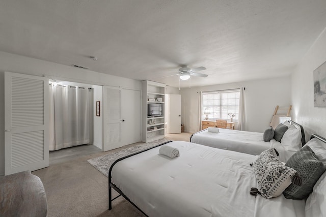 3048 Golfing Green Dr, Farmers Branch, TX 75234 - bedroom featuring light carpet and ceiling fan