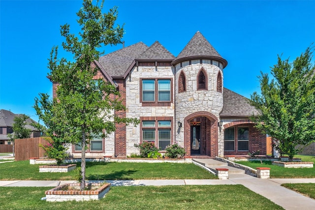 14015 Steadman Dr, Frisco, TX 75035 - view of front facade with stone siding, a shingled roof, and brick siding