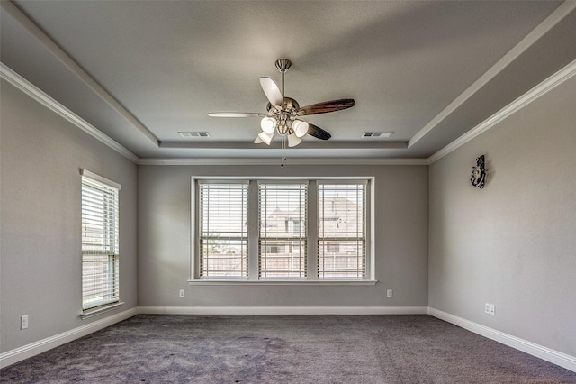 14015 Steadman Dr, Frisco, TX 75035 - spare room with carpet flooring, a ceiling fan, ornamental molding, and baseboards