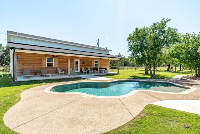 11775 Wind Hollow Ct, Tolar, TX 76476 - swimming pool featuring a patio area and a ceiling fan
