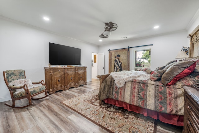 11775 Wind Hollow Ct, Tolar, TX 76476 - bedroom featuring ornamental molding, wood finished floors, recessed lighting, and baseboards