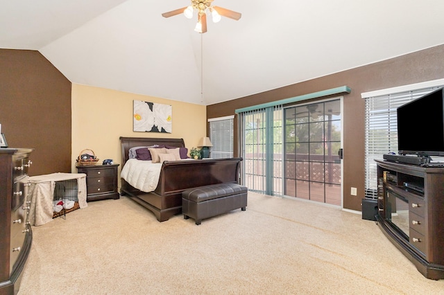 5509 Allen Ln, Rowlett, TX 75088 - carpeted bedroom with lofted ceiling and ceiling fan