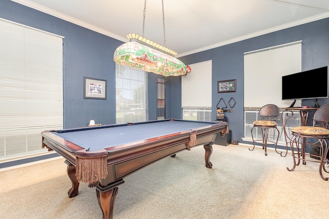 5509 Allen Ln, Rowlett, TX 75088 - rec room with pool table, carpet, ornamental molding, and baseboards