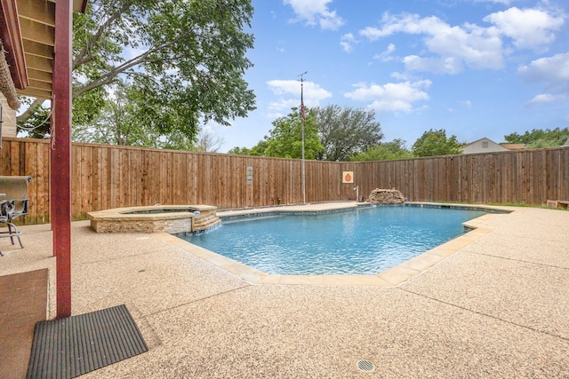 5509 Allen Ln, Rowlett, TX 75088 - view of swimming pool featuring a fenced backyard, a patio area, and a pool with connected hot tub