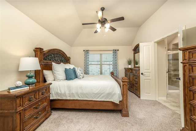 1519 Eminence Ln, Saint Paul, TX 75098 - bedroom featuring vaulted ceiling, light carpet, and a ceiling fan