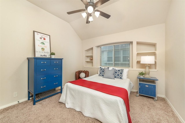 1519 Eminence Ln, Saint Paul, TX 75098 - carpeted bedroom featuring vaulted ceiling, baseboards, and ceiling fan