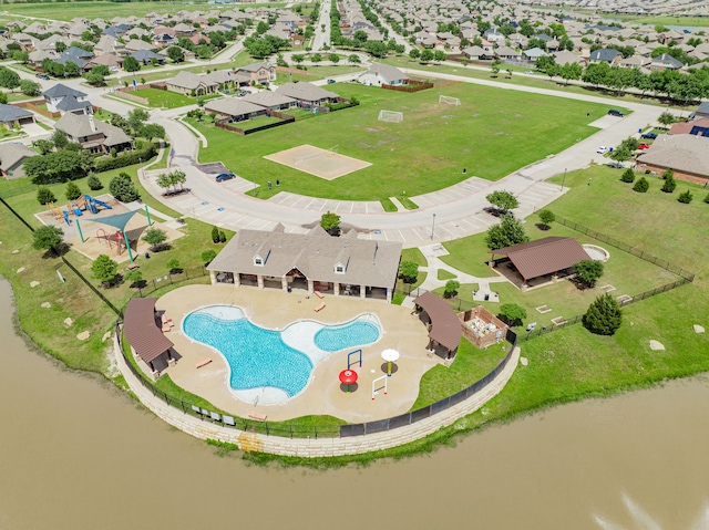 aerial view of a pool