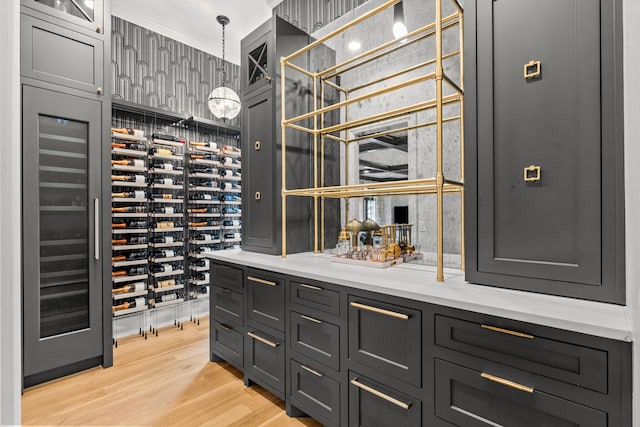 1100 La Paloma Ct, Southlake, TX 76092 - wine room with wine cooler and light wood finished floors