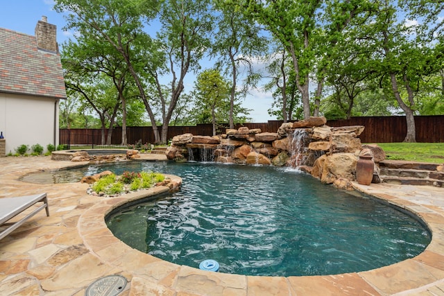 1100 La Paloma Ct, Southlake, TX 76092 - view of swimming pool with a fenced backyard, a patio, and a pool with connected hot tub