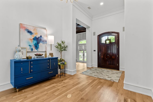 1100 La Paloma Ct, Southlake, TX 76092 - entrance foyer with ornamental molding, light wood finished floors, and baseboards